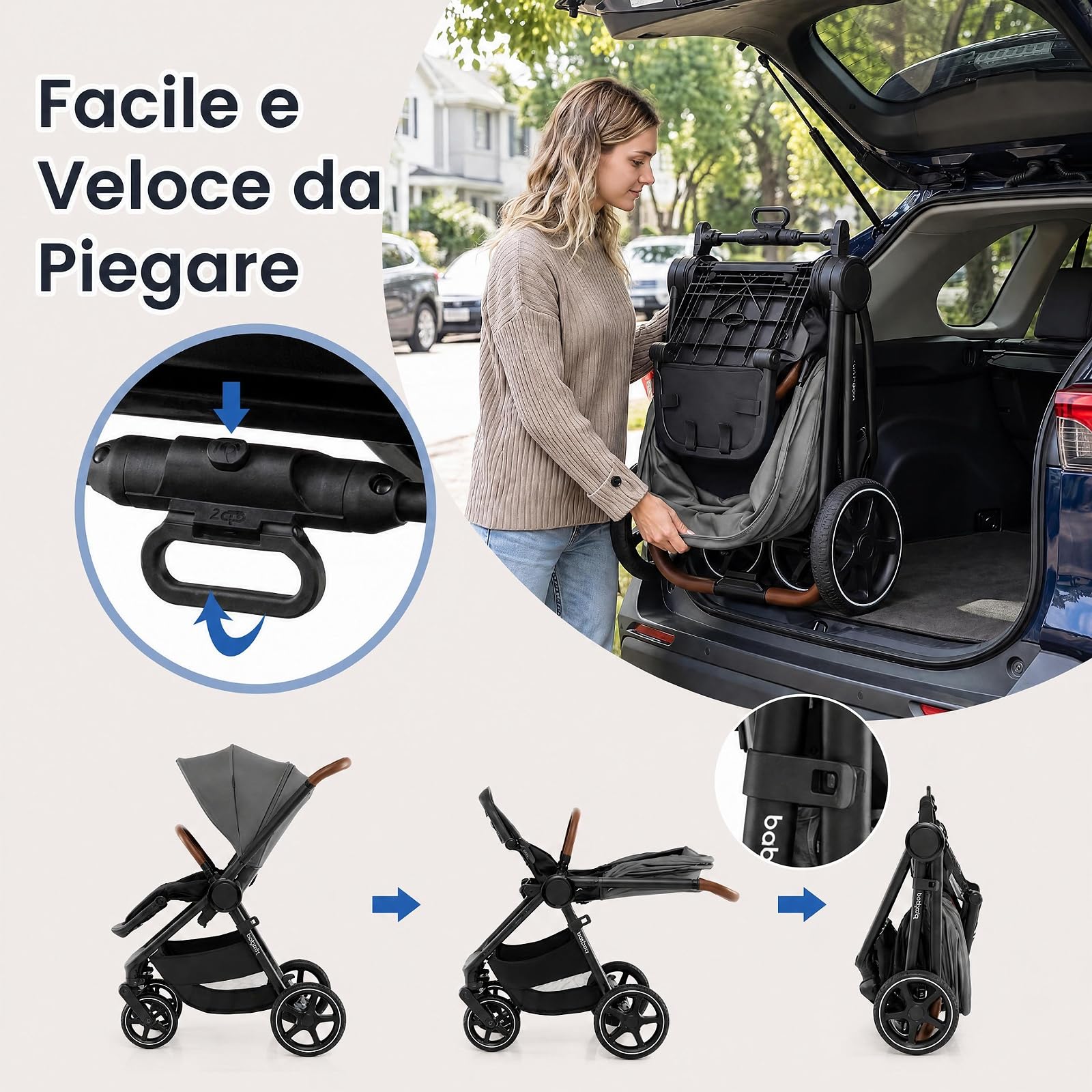 COSTWAY Passeggino Pieghevole per Bambini 6-36 Mesi, Grigio