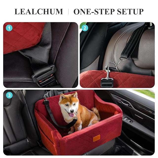 Foto 4 de 6 de Lealchum Asiento de Coche para Perros medianos/Grandes, 2 Correas de Seguridad con Clip para 2 Perros pequeños