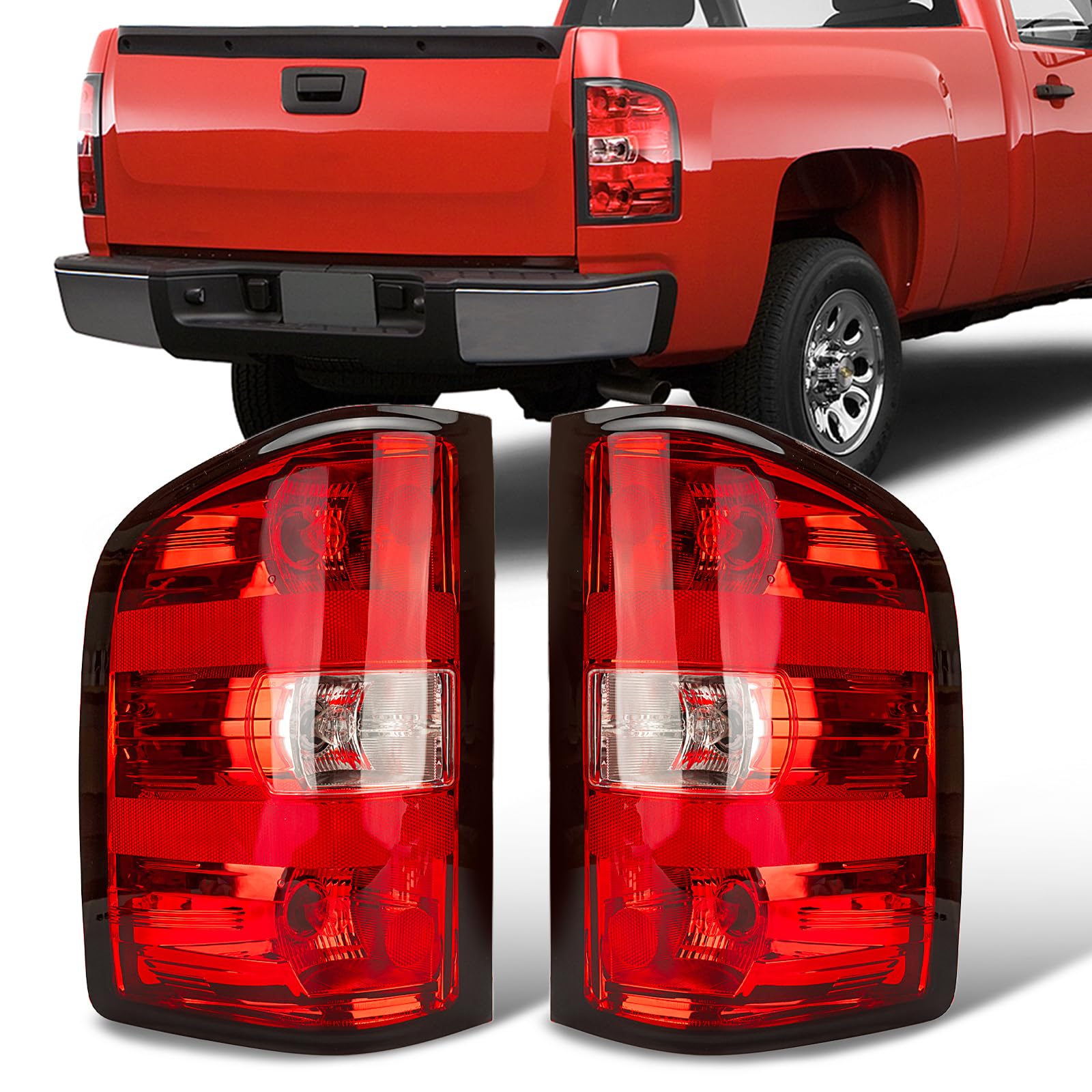 FOMIUZY Tail Lights Fit Chevy Silverado 1500 2007 2008 2009 2010 2011 2012 2013 Chevrolet 2500 3500 HD 2500HD 3500HD Rear Brake Taillight Assembly Back Lamp Lens Cover Left Driver Right Passenger Side