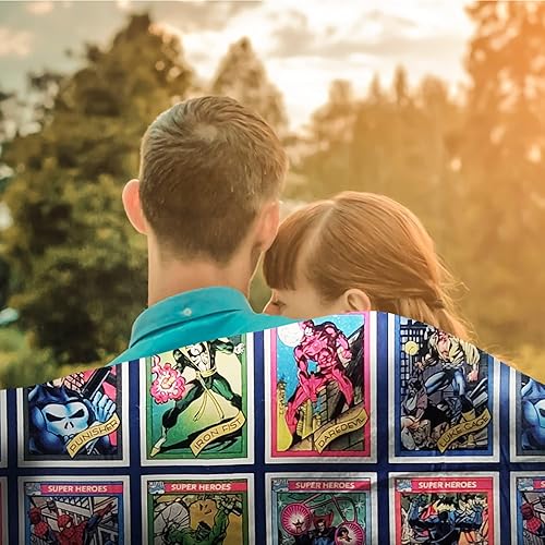 Miniatura 7 de Marvel Legends - Manta de forro polar de ComicCards  Poliéster ligero ultra suave, SpiderMan  Capitán América  Wolverine & Villains Grid, manta