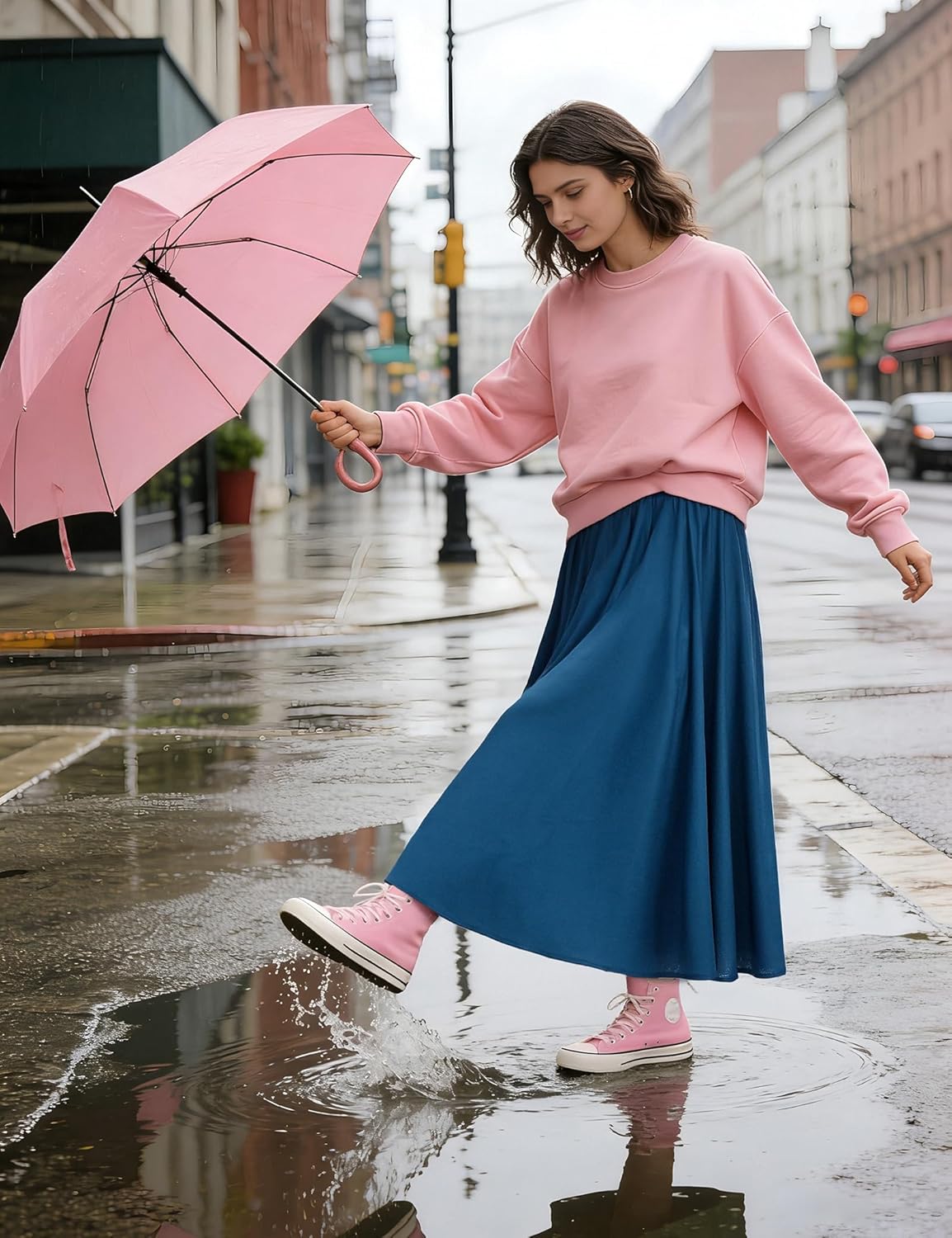 Soojun Women's Solid Cotton Linen Retro Vintage A-line Long Flowy Skirts - Image 9