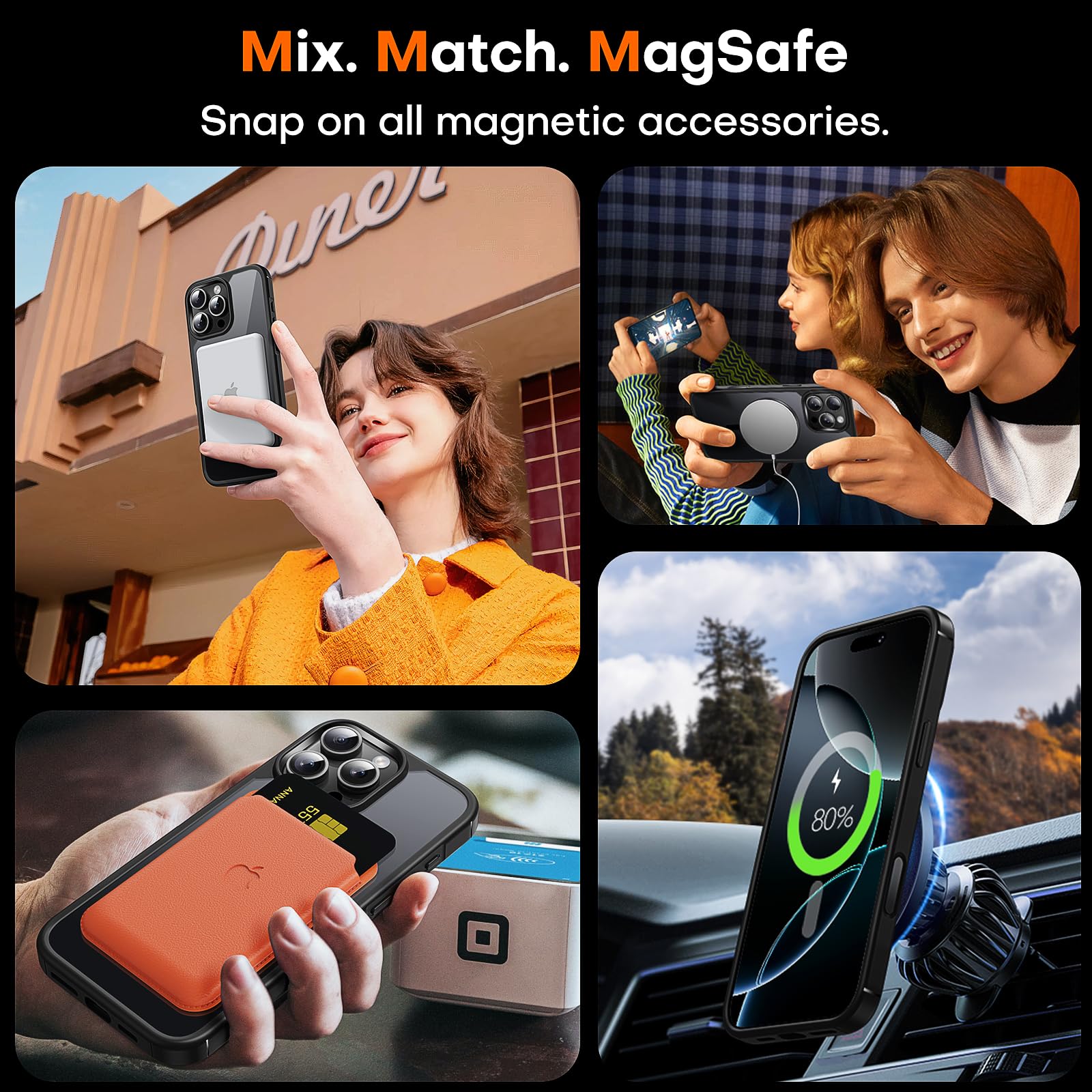 TAURI Coque Magnétique pour iPhone 16 Pro avec Bouton de Capture de Contrôle de Caméra, Compatible avec MagSafe [Protection Militaire][Anti-Jaunissement] -Coque Mince 6,3 Pouces-Noir