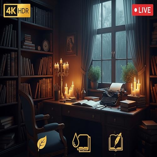 Dark Academia's Cozy Studio: A Realistic, Moody Interior with Rain Sounds for Students & Dreamers
