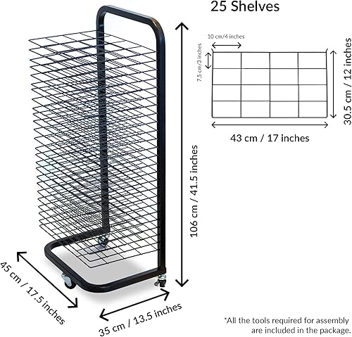 Miniatura 5 de Estante de secado de arte para el aula  Estante de secado de pintura funcional y móvil  25 estantes extraíbles  Almacenamiento de arte de lienzo