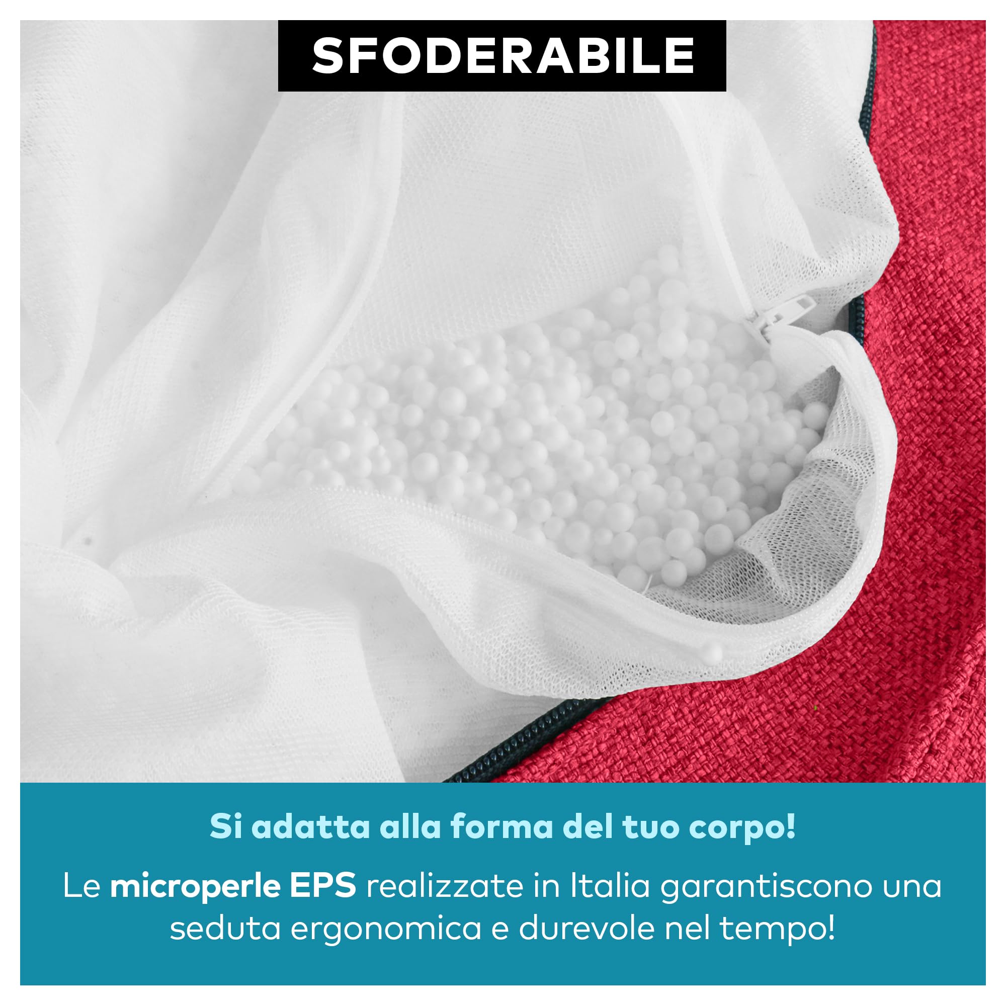 Deshome - Pouf lettino prendisole da esterno sfoderabile - Puff poltrona sacco outdoor idrorepellente con imbottitura, chaise longue design Grigio luce