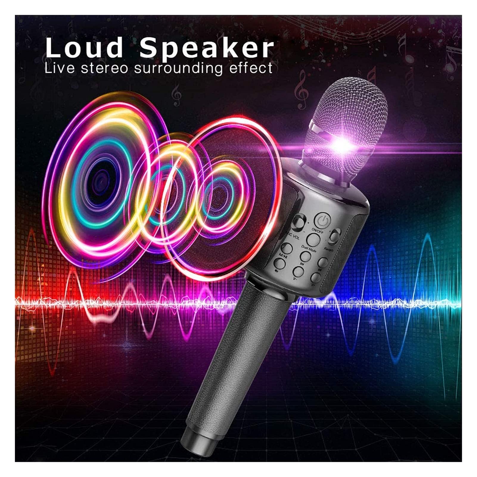 mikrofon Bezprzewodowa maszyna śpiewowa mikrofonu Karaoke z głośnikiem Bluetooth do telefonu komórkowego/PC, przenośny głośnik mikrofonowy (Color : Black red)