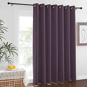 NICETOWN Patio Door Curtain 84 inches Long, Grommet Room Divider Curtain Panel Thermal Insulated Room Darkening for Bedroom/Office, Plum, W100 x L84, 1 Panel