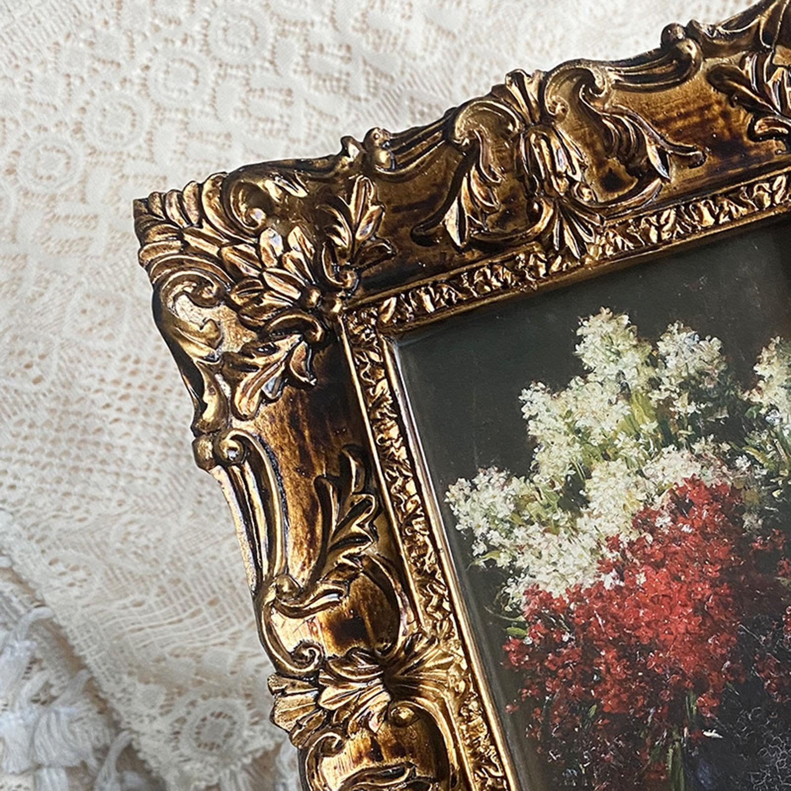 Marco de Fotos Dorado, Portafotos Europeo para Decoración del Hogar, Dormitorio O Galería
