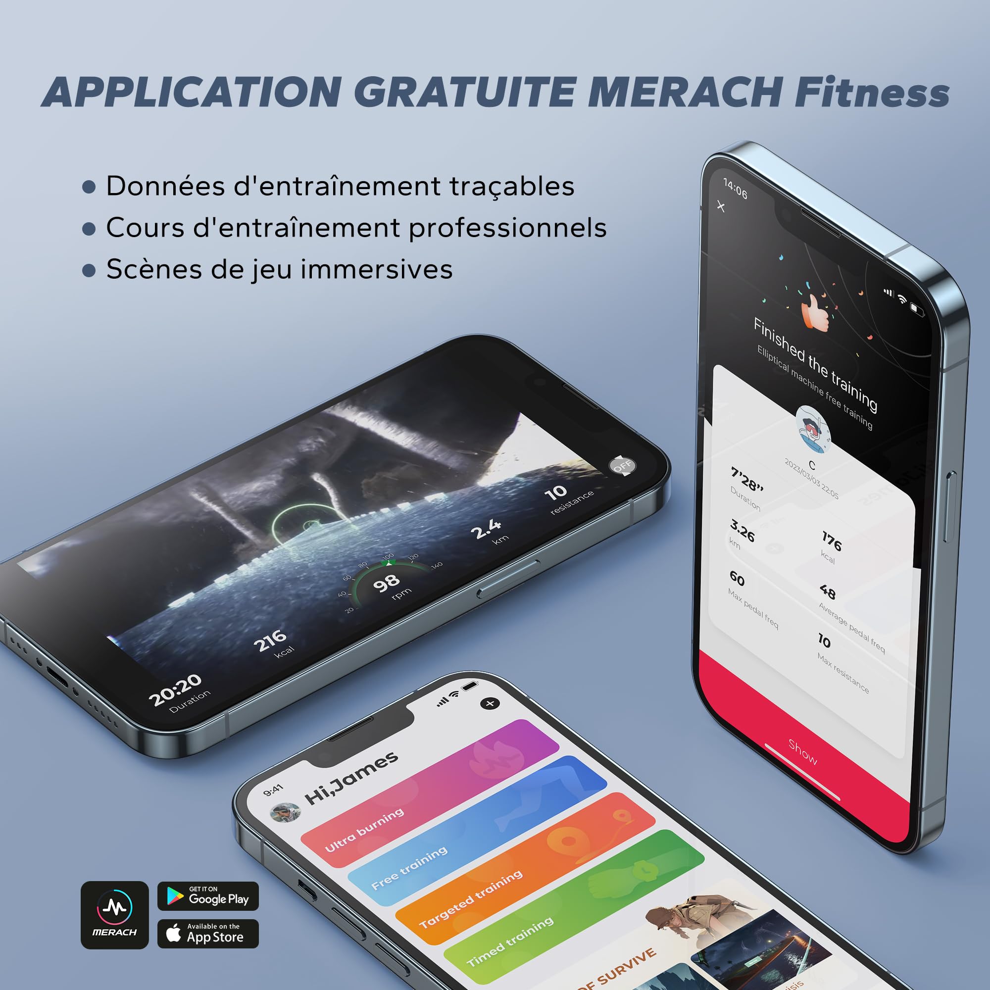 MERACH Vélo Elliptique pour la Maison, Ultra Silencieux Elliptique Compacts avec Résistance Magnétique à 16 Niveaux, Écran LCD, Capteur de Pouls, Application Exclusive MERACH, Capacité de charge 120KG