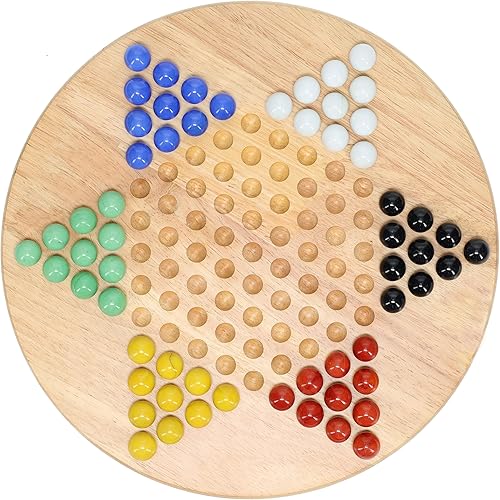 WE Games Juego de damas chinas de madera maciza con canicas de vidrio - 11.5 pulgadas