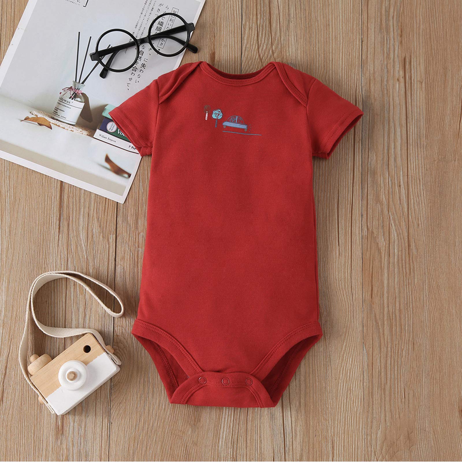amropi Bébé Body Garçons Lot de 5 Bodies à Manches Courtes Coton D'été Combinaison pour 0-24 Mois