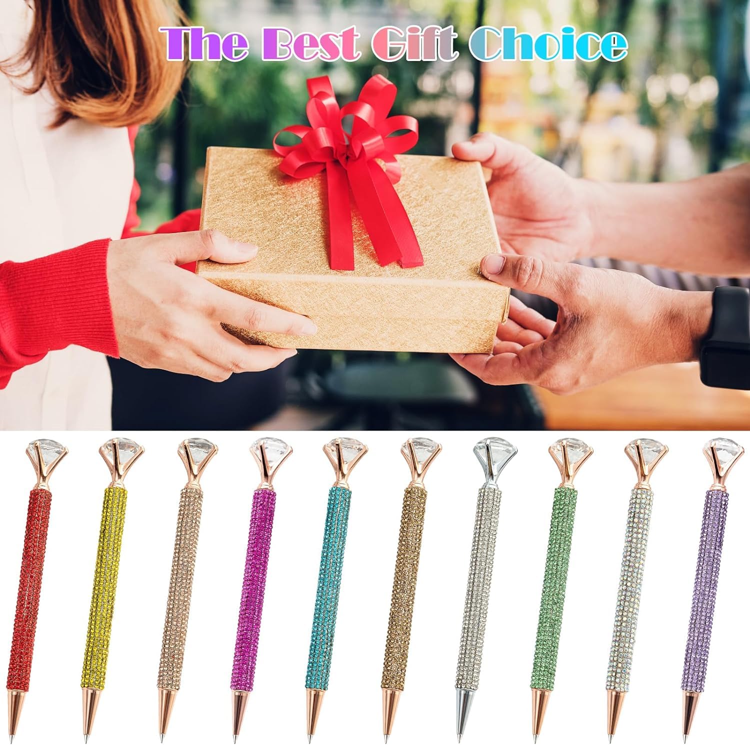 50 Glitzernde Diamant-Stifte – Silberfarben Mit Strass, Schwarze Tinte, Perfekt Für Hochzeit, Büro & Geschenke