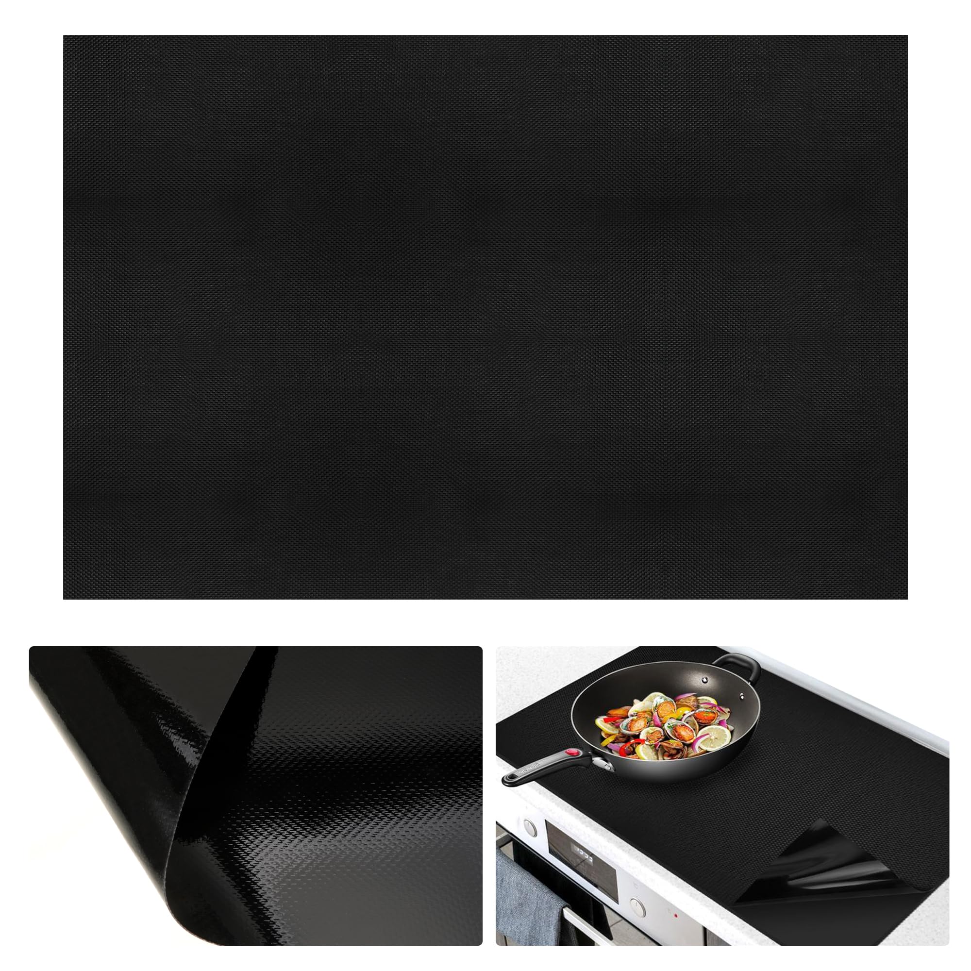 78x52cm Herdabdeckplatte – Zuschneidbare Silikon Abdeckung für Induktionskochfeld & Ceranfeld, Wasserdicht & Hitzebeständig, Schwarz
