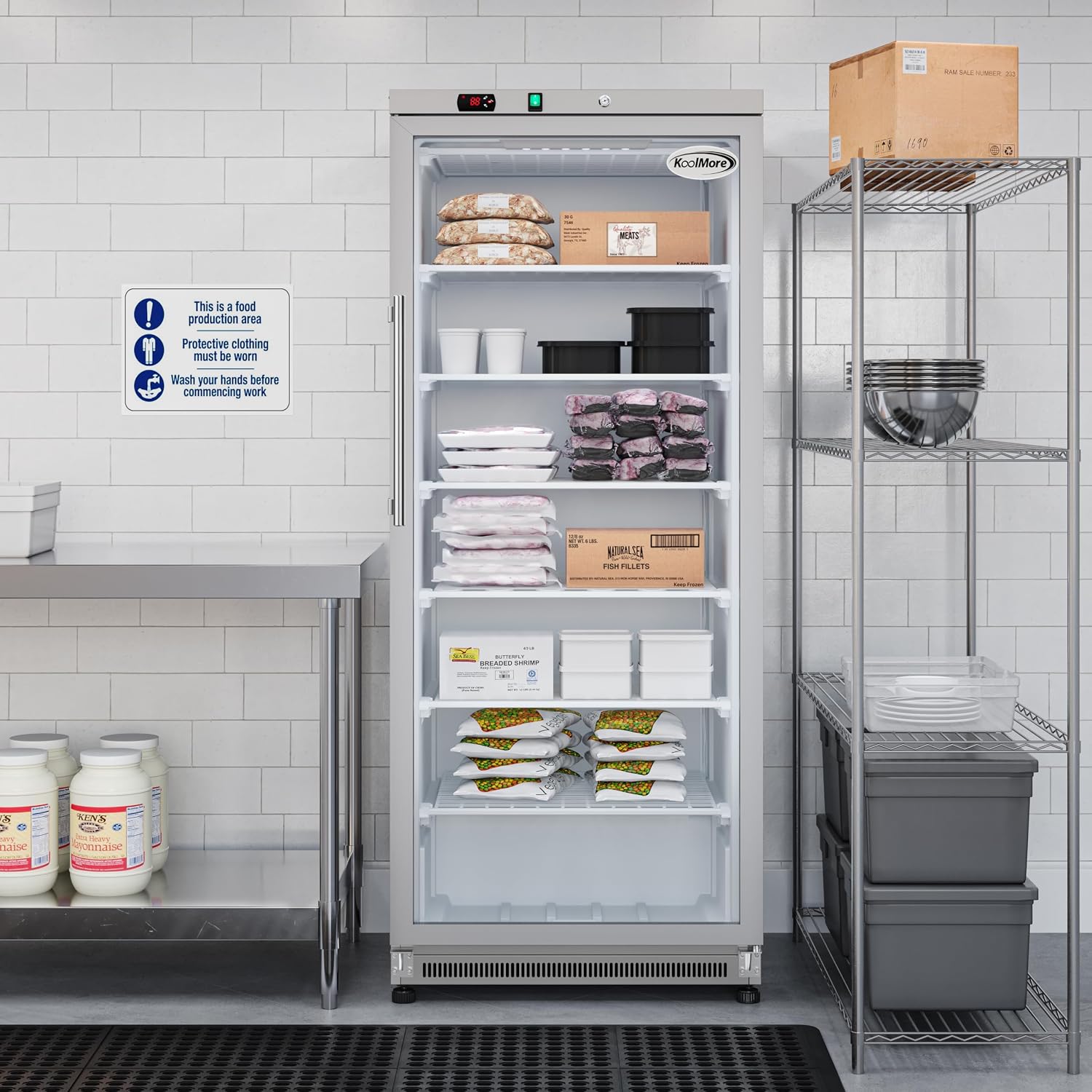 KoolMore 21 Cu. Ft. Commercial Freezer with Glass Door in Stainless Steel - Manual Defrost (KM-GDF20MD)