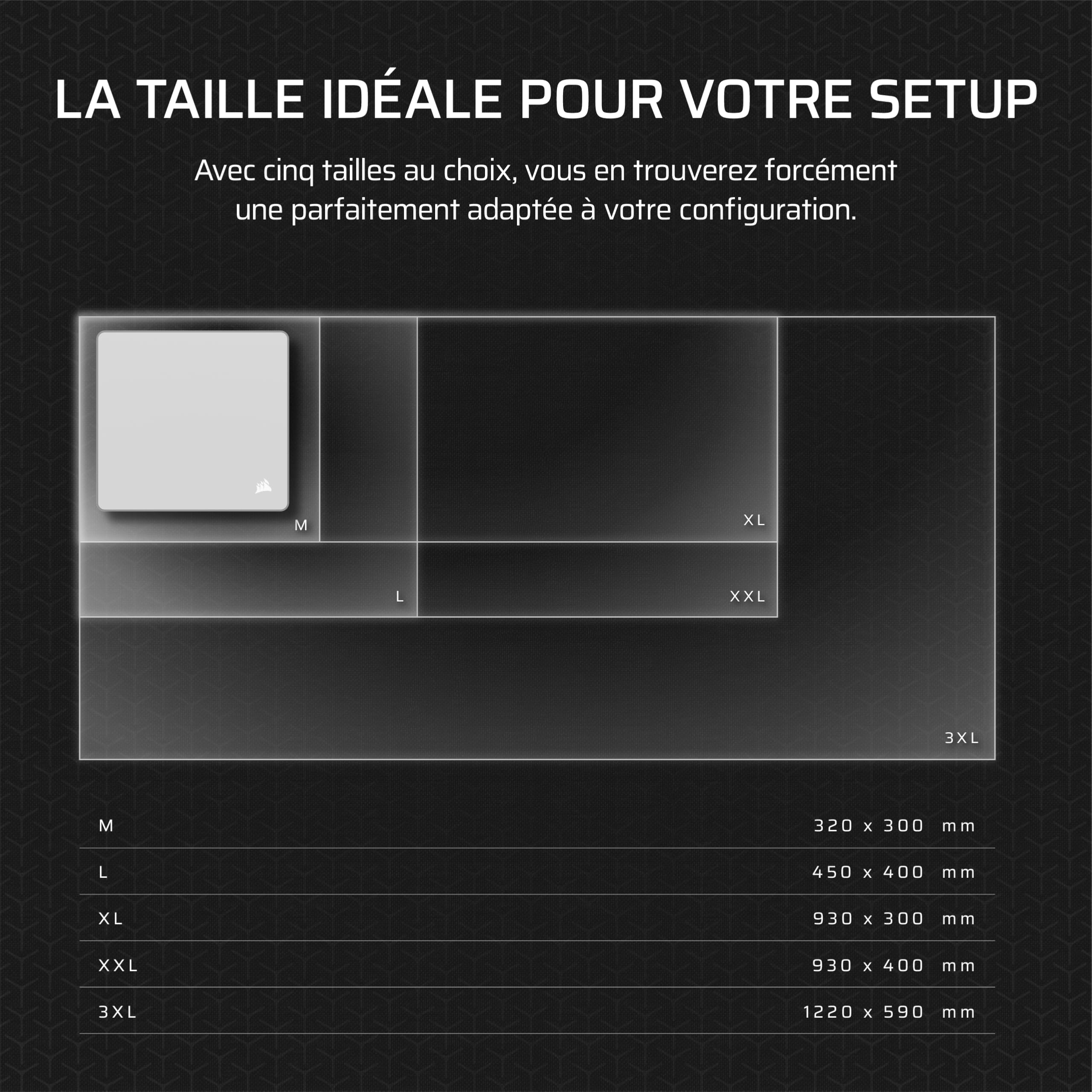 Corsair MM Tapis de Souris Gaming en Tissu Anti-Effilochement – XXXL – Noir | XXXL (1220 x 590mm) – Surface Micro-Tissée, Bords Cousus Anti-Effilochement, Base en Caoutchouc Naturel