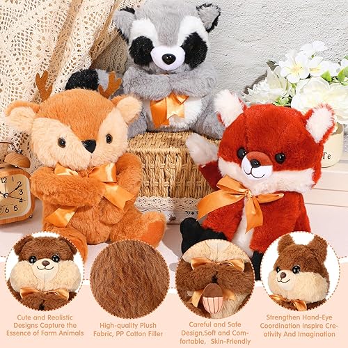 Miniatura 4 de Syhood 6 piezas de animales de peluche del bosque de 11.8 pulgadas para baby shower, juguete de peluche salvajes para fiestas temáticas, decoración
