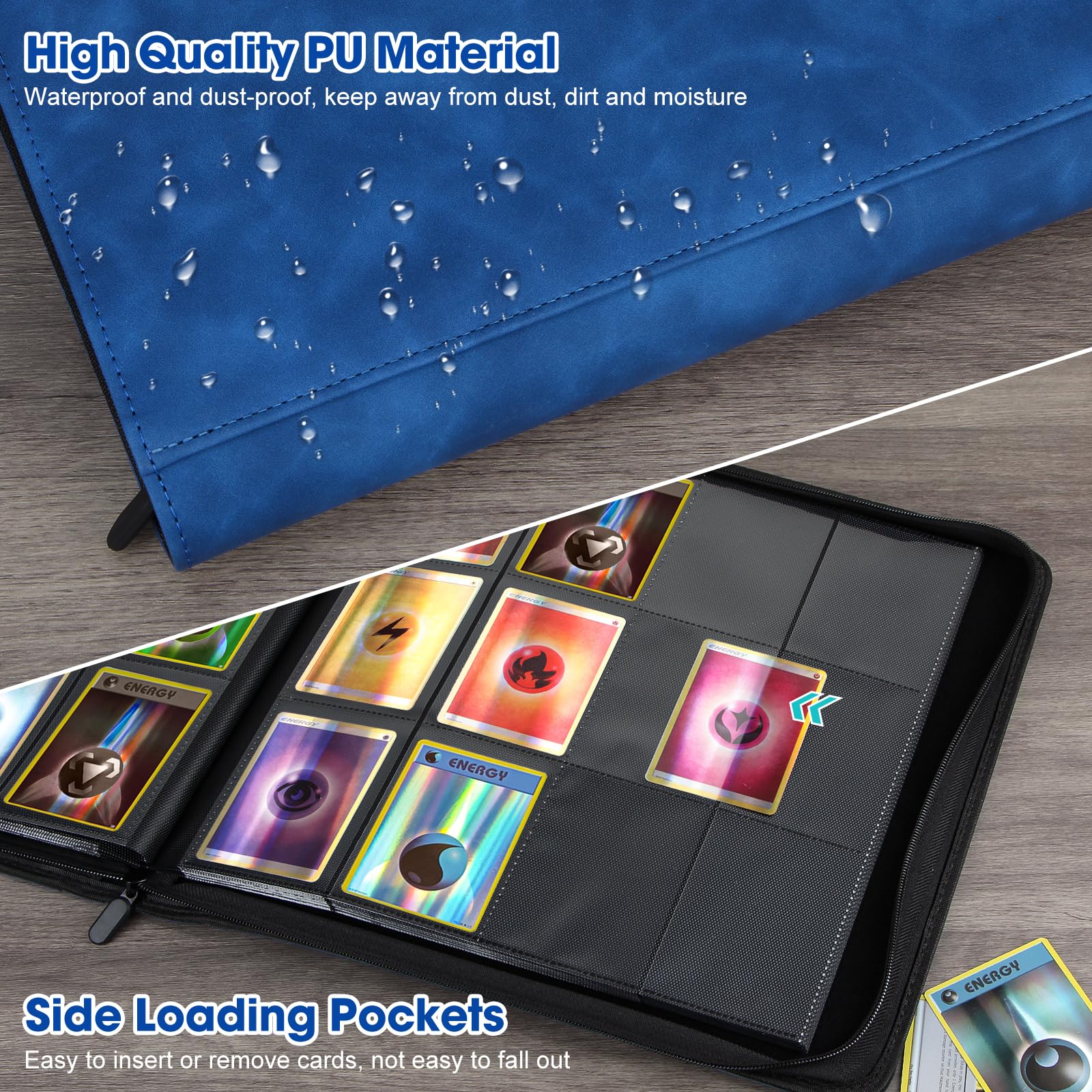 Binder Cards EGOSKY Sammelkarten Album 12 Pocket - Für 720 Karten Mit Seitenöffnung Zijdelings Laadvakken