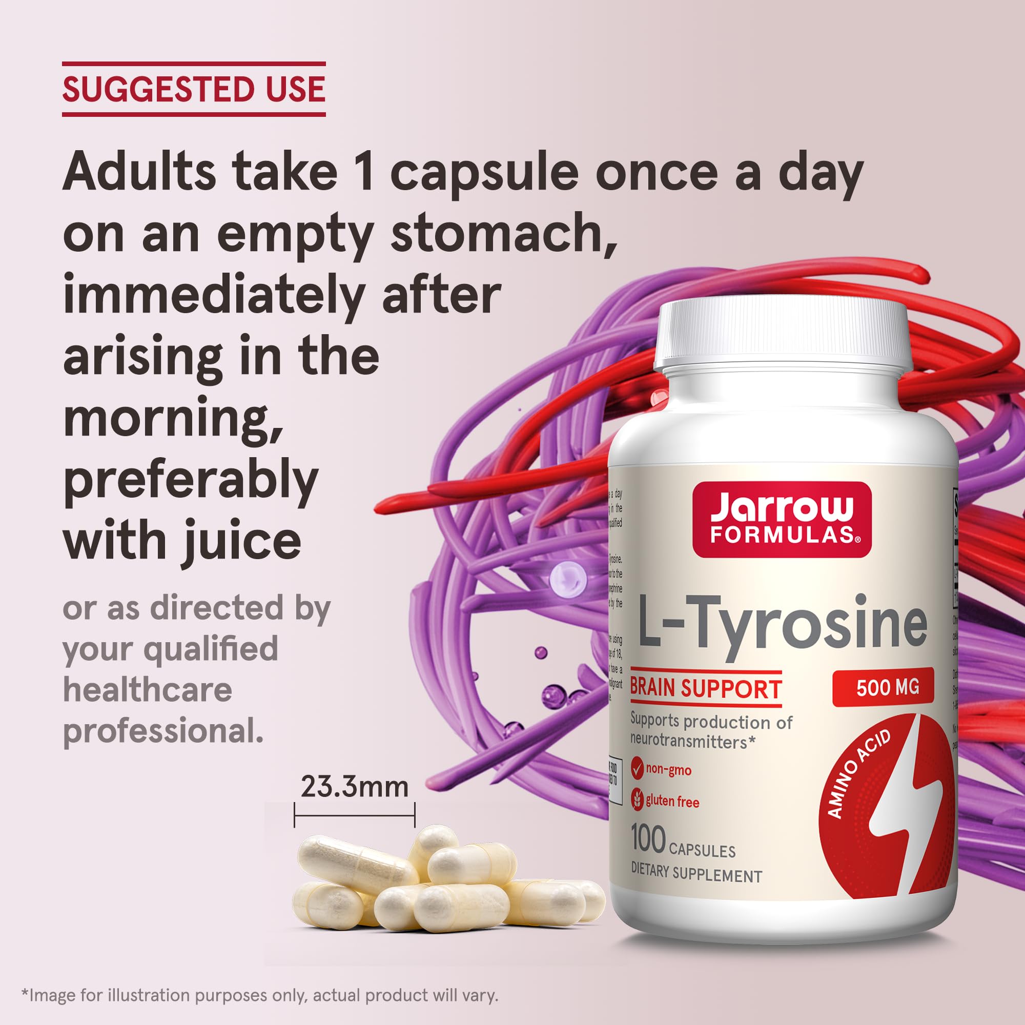 Jarrow L-Tyrosine 500 mg, Dietary Supplement, 100 Capsules — Amazon image 7