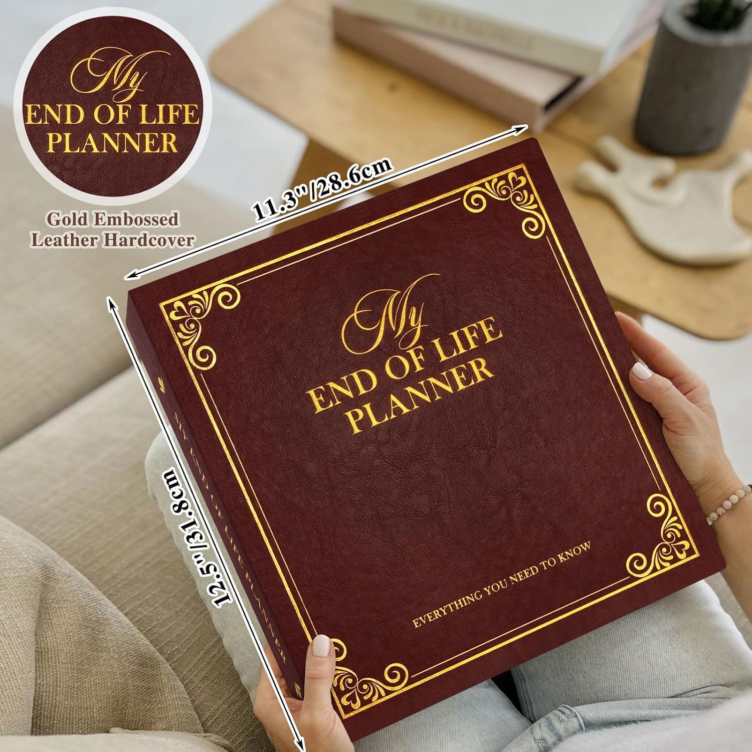 Lanpn End of Life Binder Organizer Death Planner 8.5"x11", Final Wishes & Estate Document Folder with 8 Dividers & 10 Letter Size Binder Pockets, When I Die Journal Before Death Life Plan Book, Brown