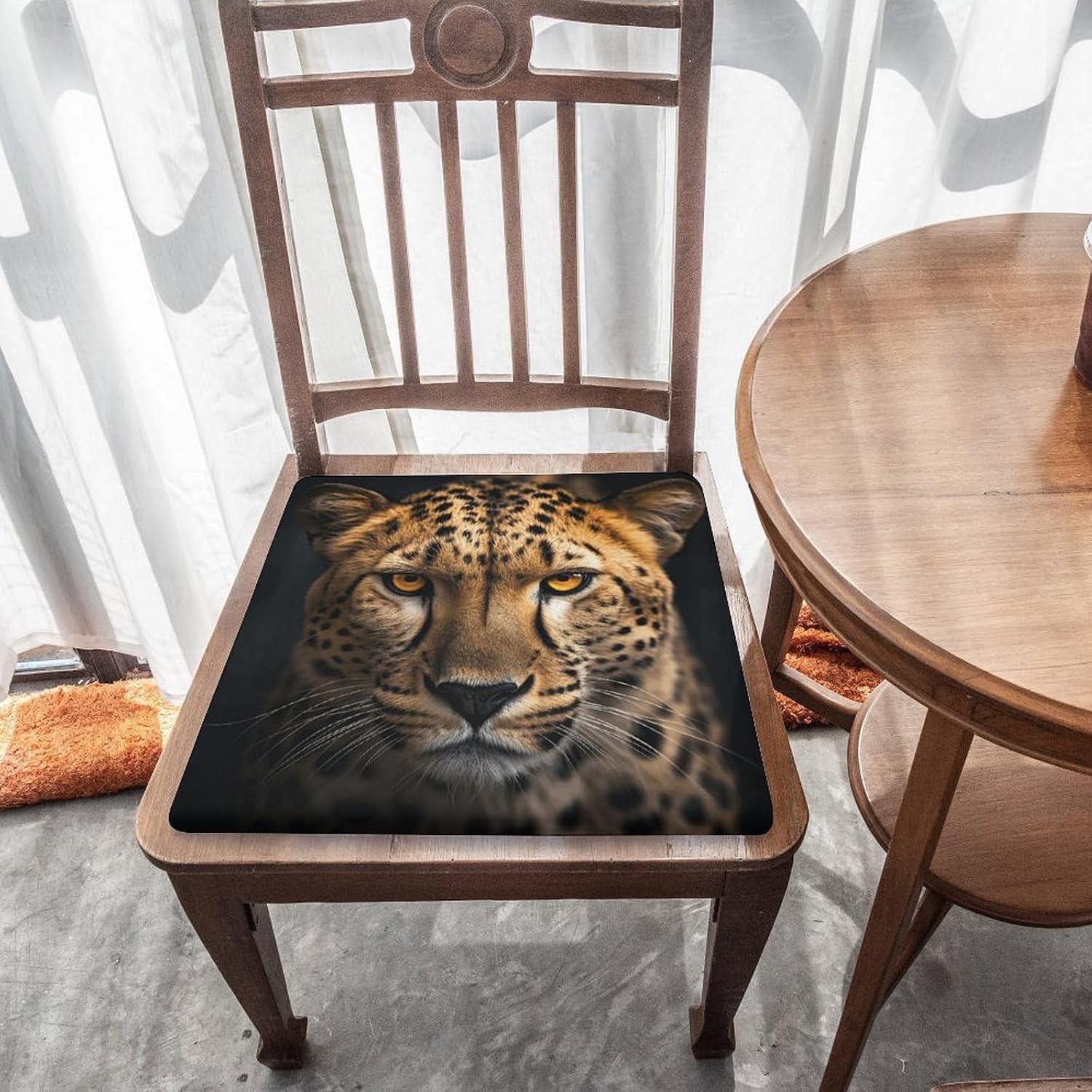 Cheetah Looking Ahead Chair Cushion Floor Pillow Stool Cushion | Cushions with Removable Cover with Square Memory for for Chair Living Room Balcony Office Sofa,13.8*15*1.2 Inch