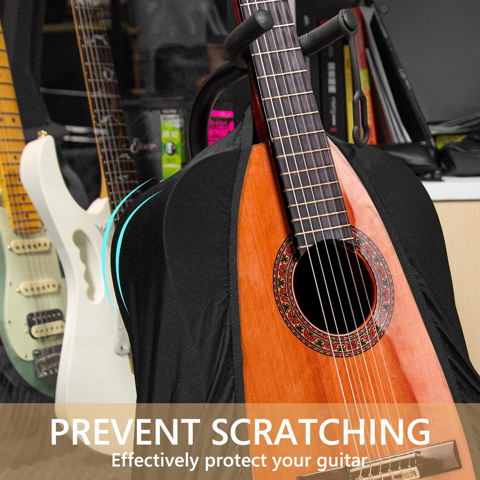 Funda para Guitarra Musiin de Tela elástica negra, Funda Antipolvo portátil para Guitarra clásica.