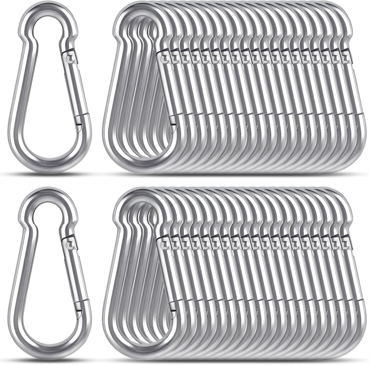 KATUMO 2 Inch Carabiner Clip, 304 Stainless Steel Spring Snap Hook, 207LBS Holding Capacity Quick Link Clip, Small Metal Clips for Key Chain Flag Dog Leash Camping Hiking Fishing Hanging