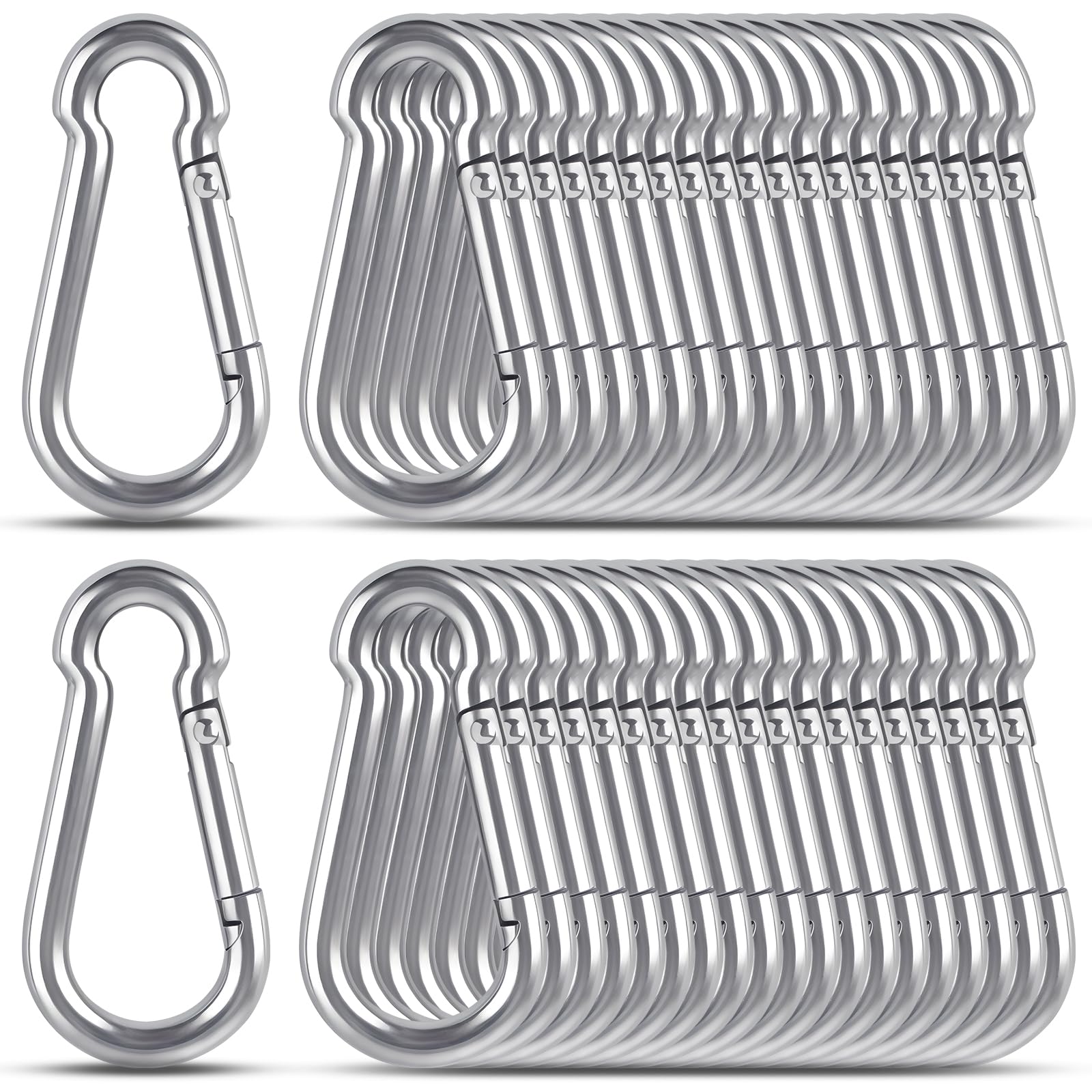 KATUMO 2 Inch Carabiner Clip, 304 Stainless Steel Spring Snap Hook, 207LBS Holding Capacity Quick Link Clip, Small Metal Clips for Key Chain Flag Dog Leash Camping Hiking Fishing Hanging