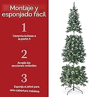 Vista 6 de Best Choice Products Árbol de Navidad de Lápiz Preiluminado de 12 pies, Decoración de Árbol Navideño Delgado Parcialmente Nevado y Escarchado, Árbol