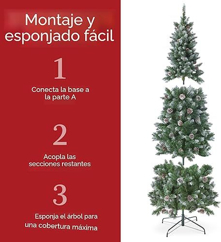 Miniatura 6 de Best Choice Products Árbol de Navidad de Lápiz Preiluminado de 12 pies, Decoración de Árbol Navideño Delgado Parcialmente Nevado y Escarchado, Árbol