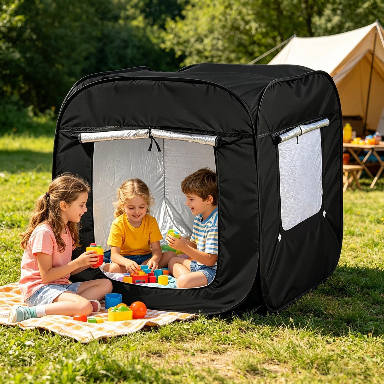 Kinder Pop-up Spiel Tragbare faltbare Höhle mit | Großes Blackout Autismus- Für Schlafzimmer Zimmer Zuhause Schlaf Camping Hinterhof Reisen Lesen Lernen