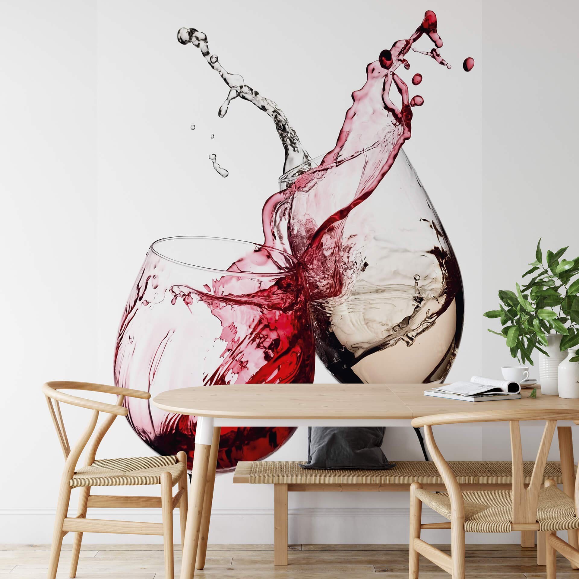 A.S. Création Wallpaper - Wine Glasses Wallpaper in Red, White and Grey - Wall Art XXL 192 x 260 cm, Grey, Red, White, 260 x 192 cm - Image 2
