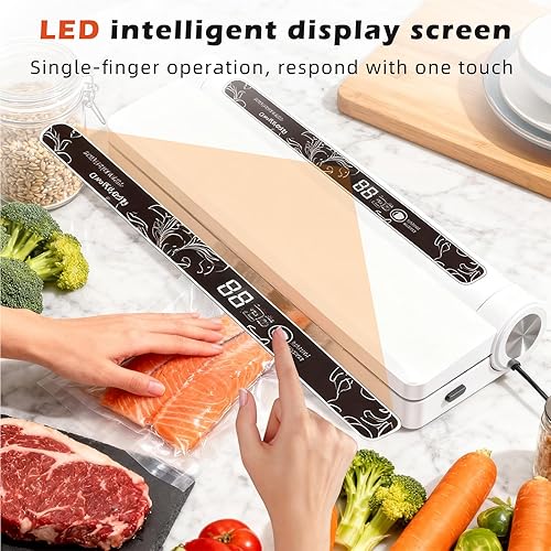 Miniatura 5 de Máquina selladora al vacío de alimentos, sistema automático de sellado de aire para conservación de alimentos con bolsas de inicio, compacta y