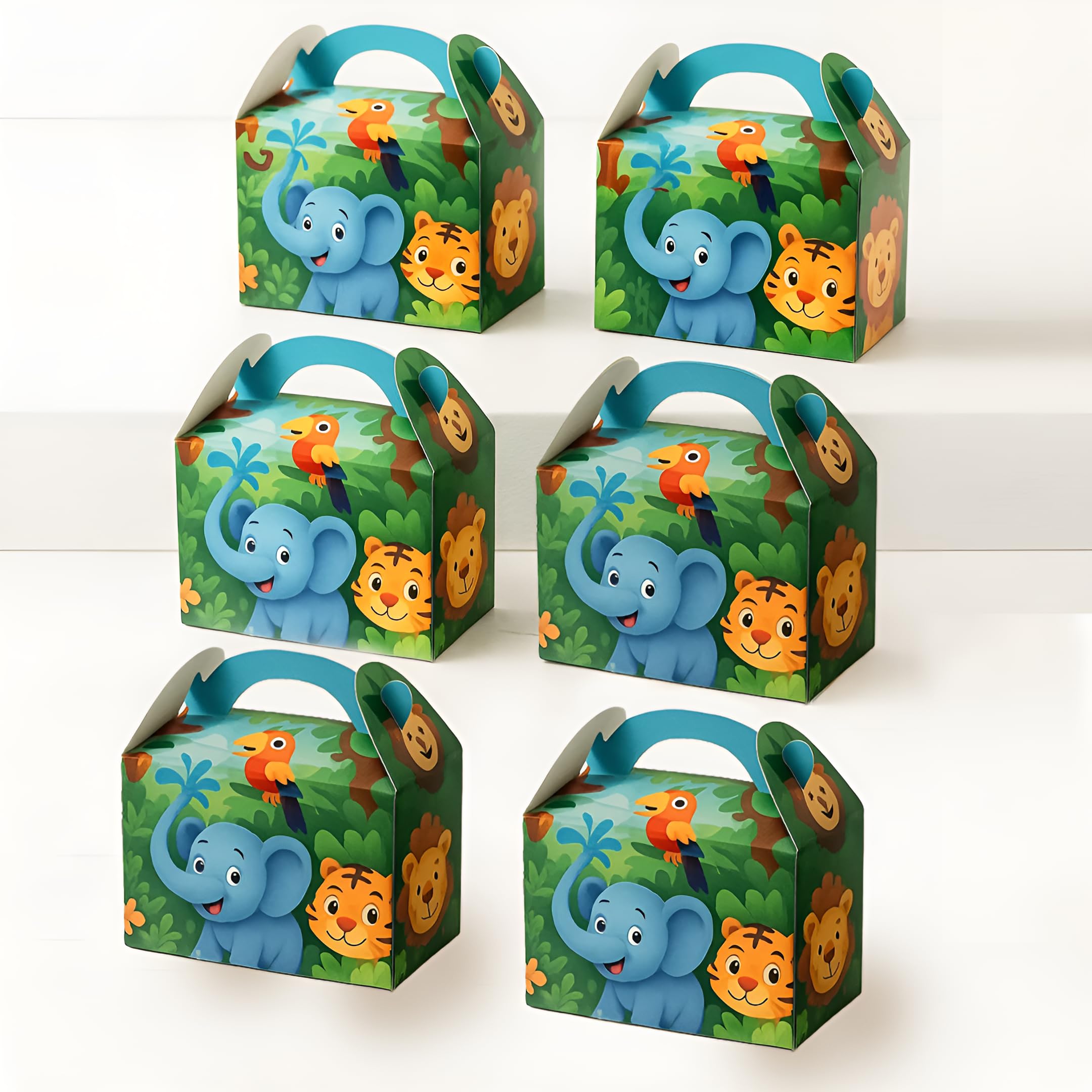 Wanna Party 10 Pack Jungle Safari Animals Party Favor Boxes Zoo Animals Theme Happy Birthday Treat Boxes Decorations Bags Candy Goodies Gift for Kids - 6 x 3 x 3.5 Inches
