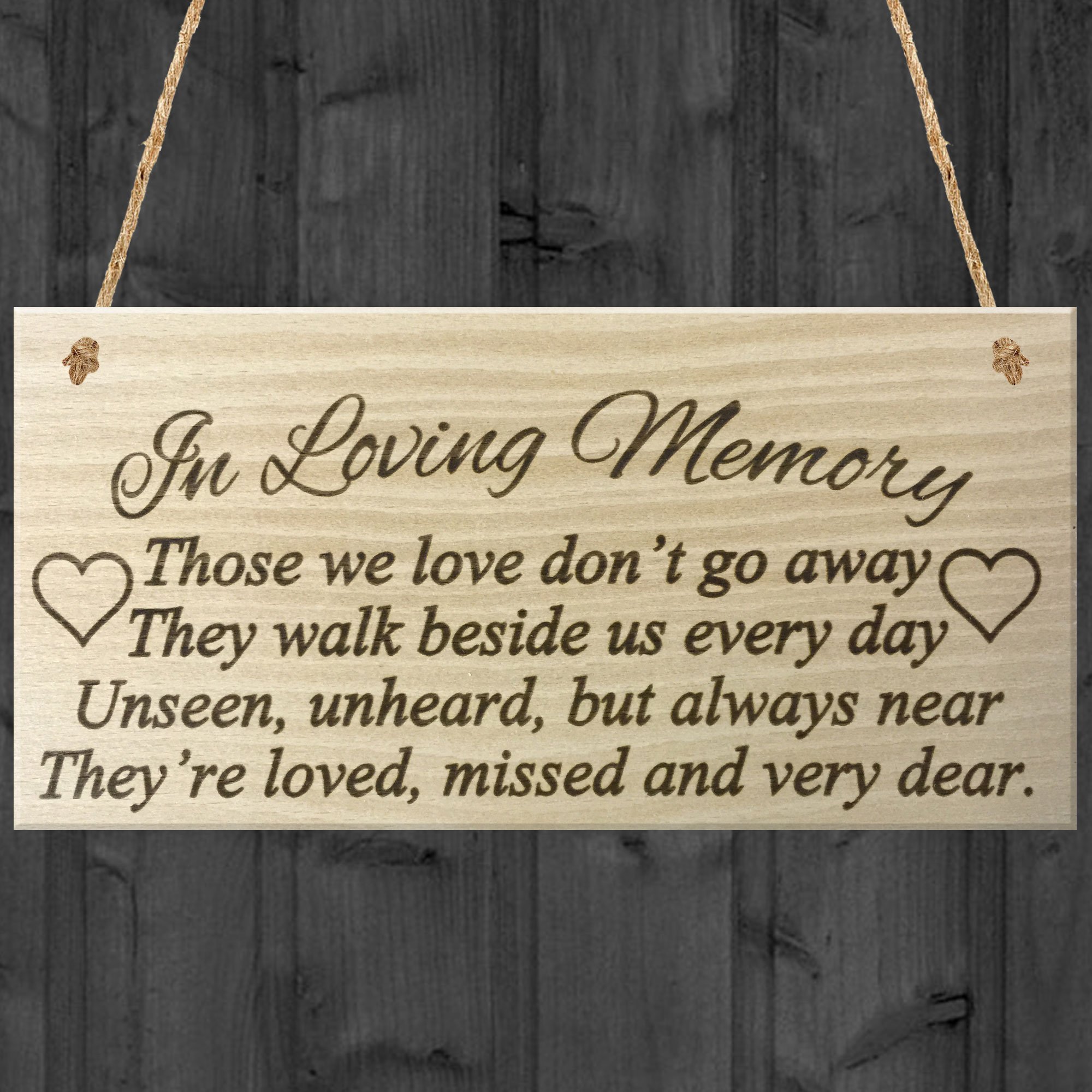 Red Ocean In Loving Memory Those We Love Don't Go Away They Walk Beside Us Every Day Unseen, Unheard, But Always Near They're Loved Missed And Dear Rememberance Memorial Wooden Hanging Plaque