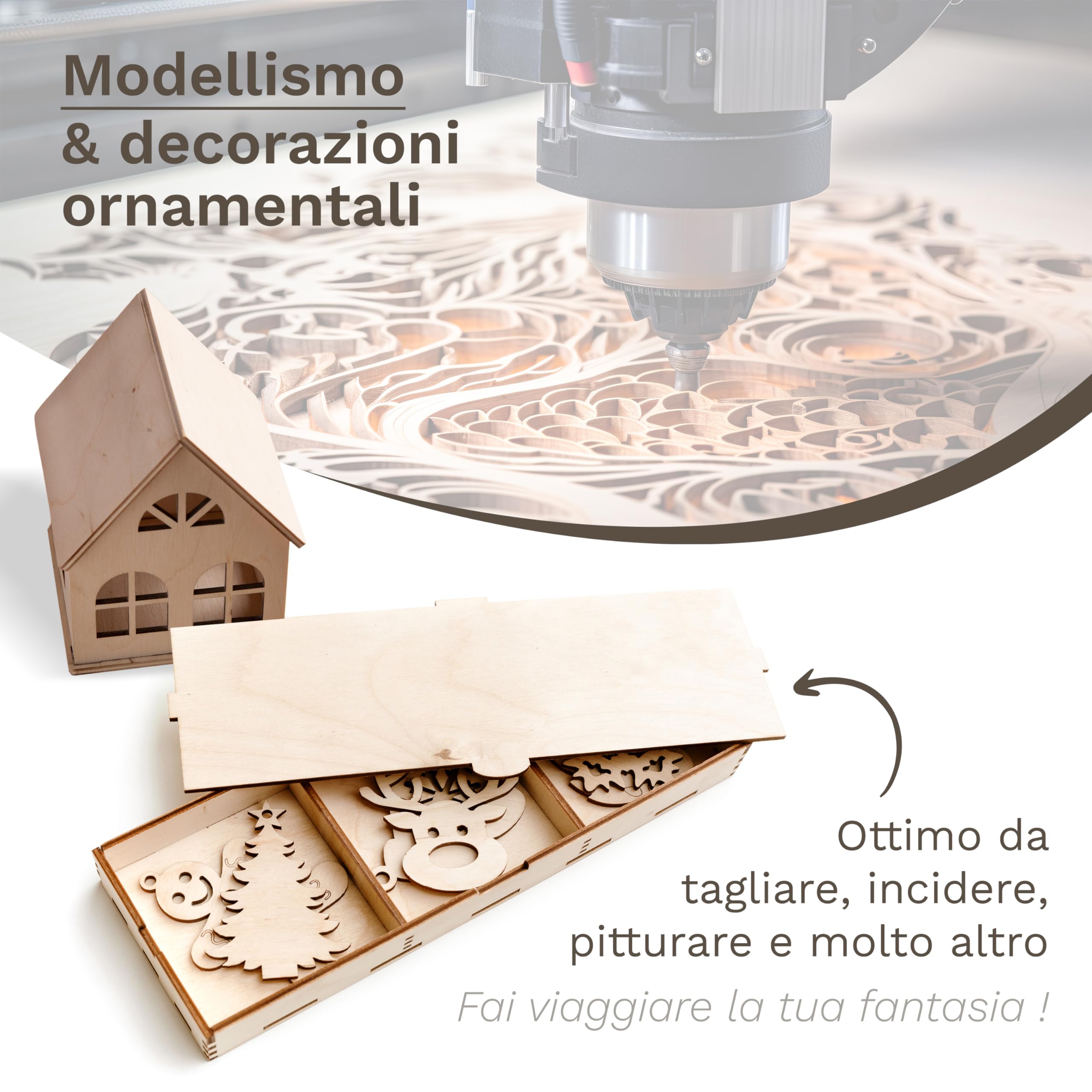 Wood Lab 50 x A4 Pannelli in Compensato Betulla | 3mm (±0,5mm) 29,7 x 21 cm | Tavole Grezze per Bricolage, Pirografia, Traforo, CNC, Laser, Decorazione, Decoupage, Incisione (50)