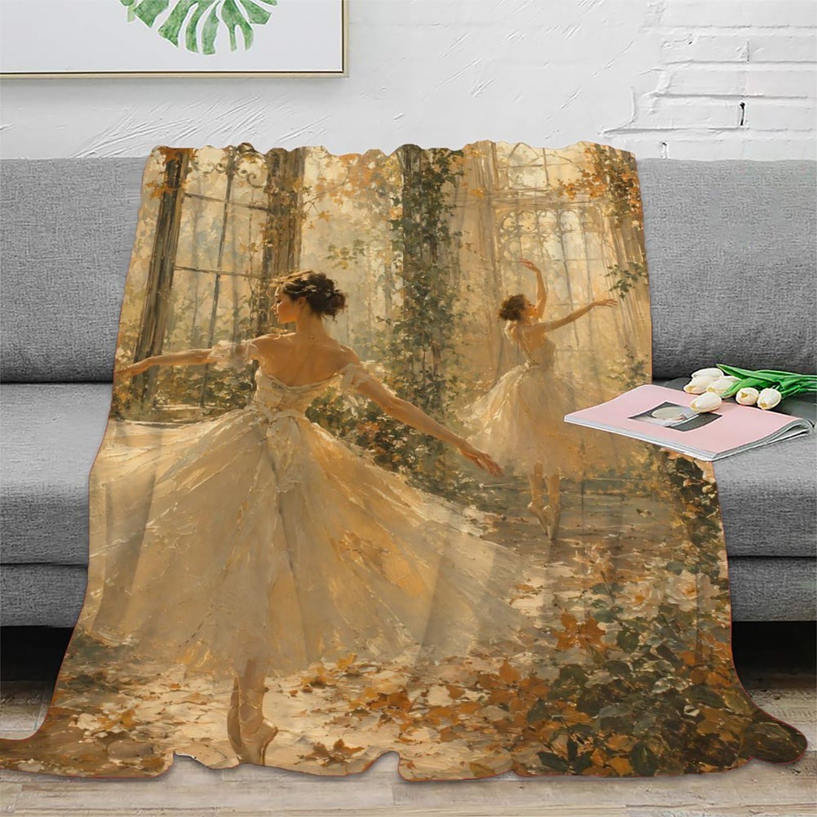 W7C8U2X3 Ballerina Sunlit Conservatory Throw Blanket, Flannel, Reading