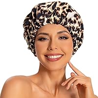 Vista 27 de Gorro de ducha reutilizable para mujer, grande, impermeable, lavable, banda elástica, sombrero de baño para cabello largo, trenzas (verde)