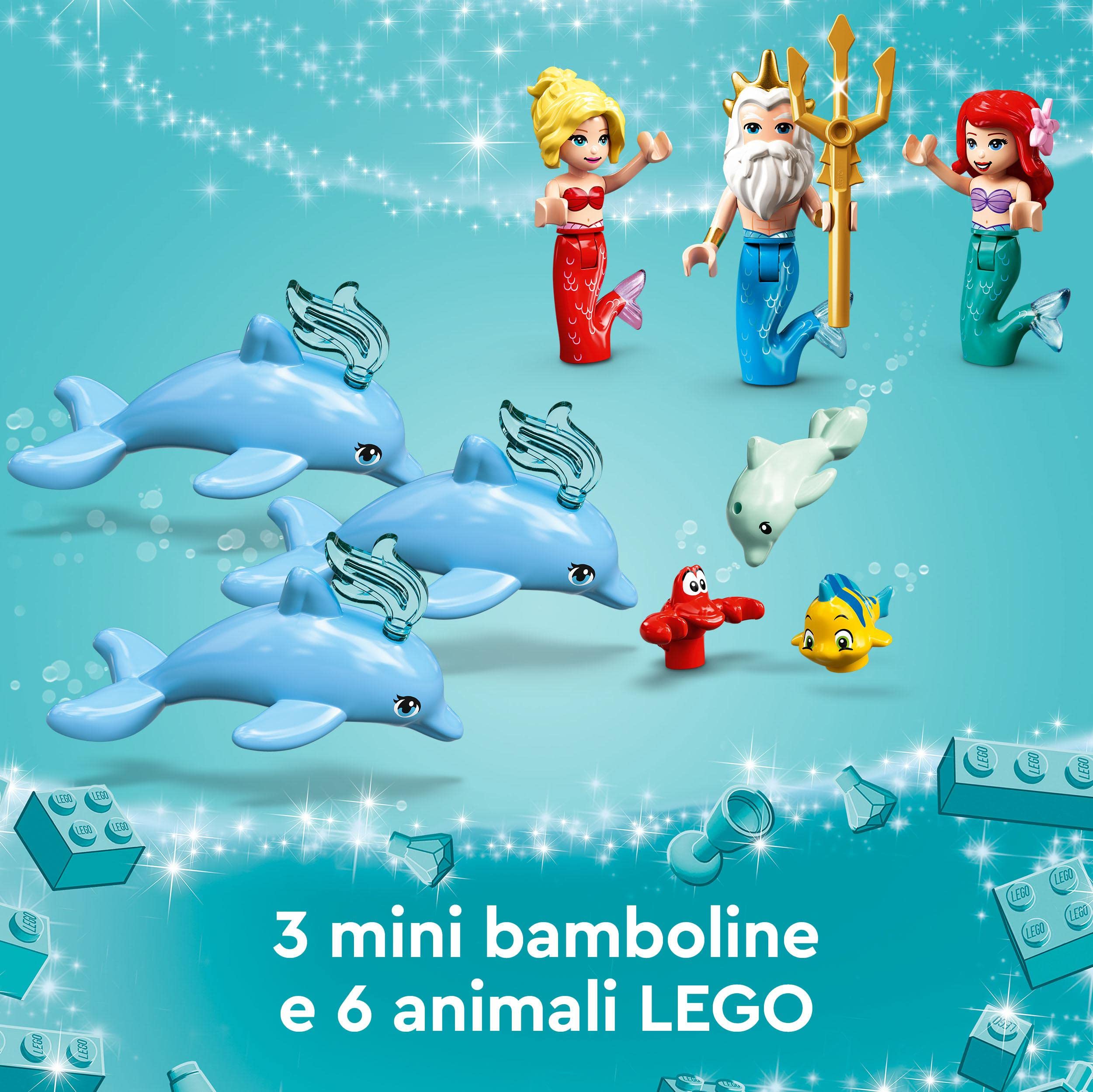 LEGO 43207 Disney Il Palazzo Sottomarino di Ariel, Castello Giocattolo con Mini Bamboline della Sirenetta, Giochi per Bambini dai 6 Anni in su
