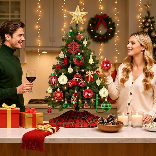 Miniatura 6 de 82 adornos de Navidad, adornos con cuerdas para colgar para decoración de árbol de Navidad, decoraciones de Navidad colgantes con caja de papel