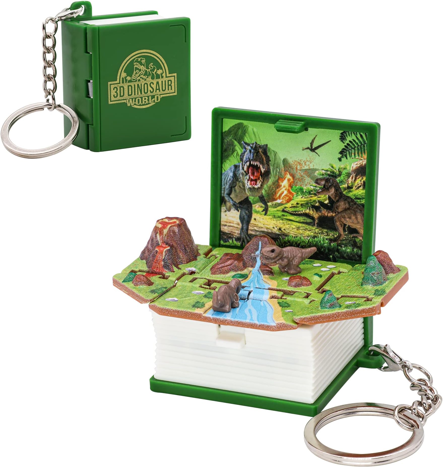 3D Folding Pop-Up Dinosaur Keychain, Mini Decompression Toy for Children, School Bag Car Keychain and Children's Birthday Gift
