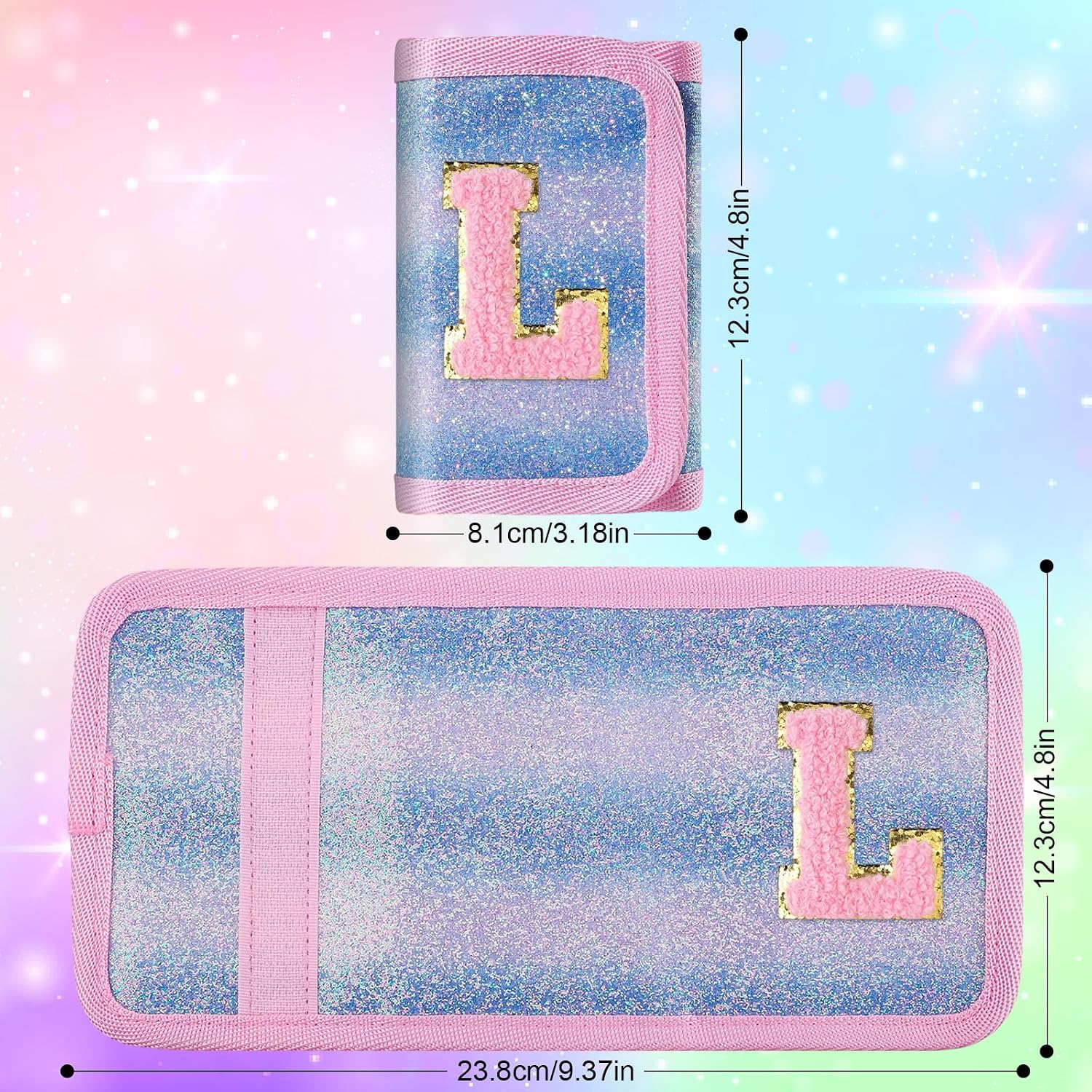 sundee Sparkly Wallets for Girls Canvas Wallets with Initials Alphabet Letter Coin Pocket for Teen Birthday & Christmas Gifts Pink-L