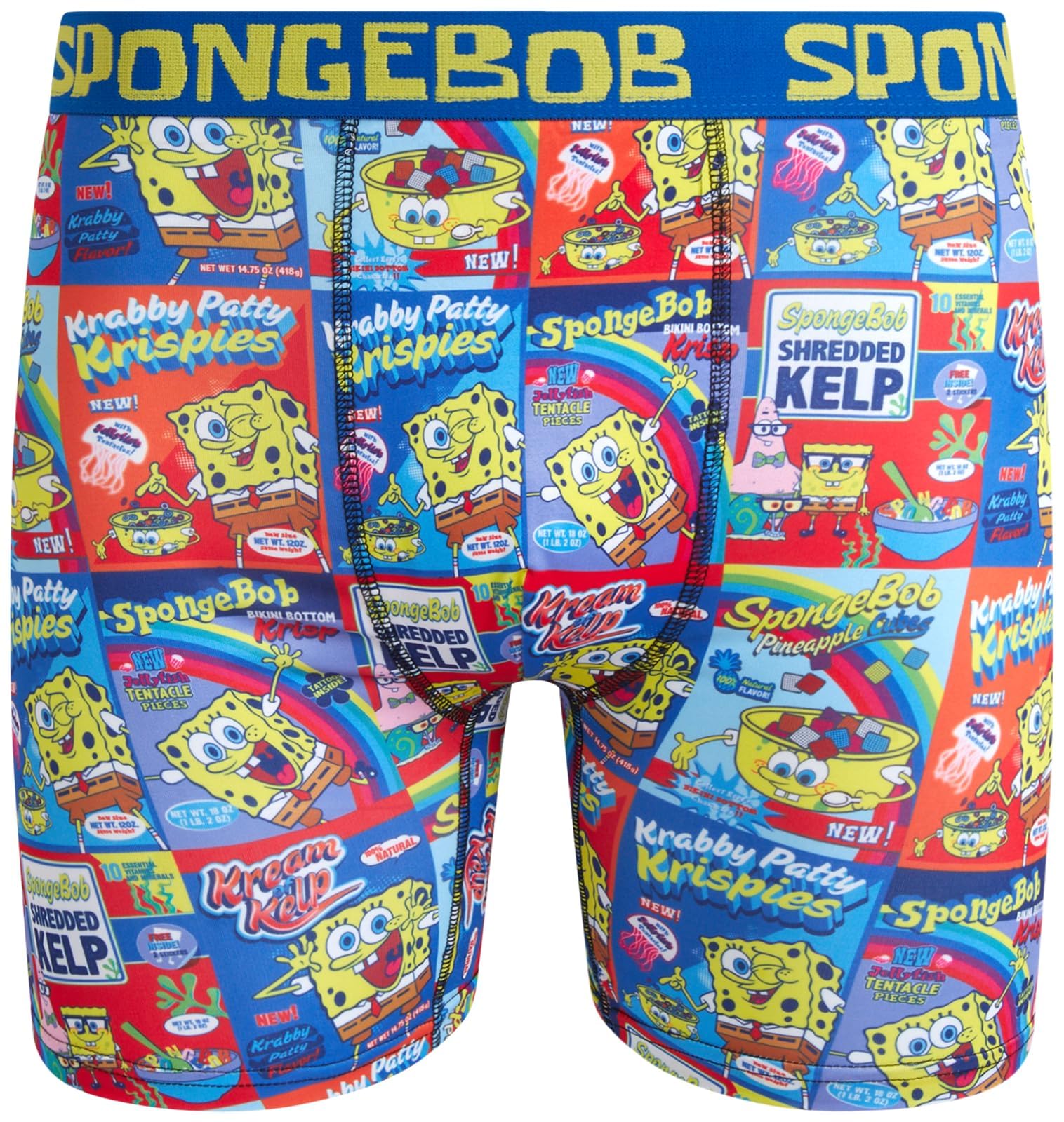 Coco Brands Men's Cereal Box Spongebob Boxer Briefs - No Fly Anti-Chafing Boxer Briefs - Breathable Underwear (Sizes S-Xl), Xl