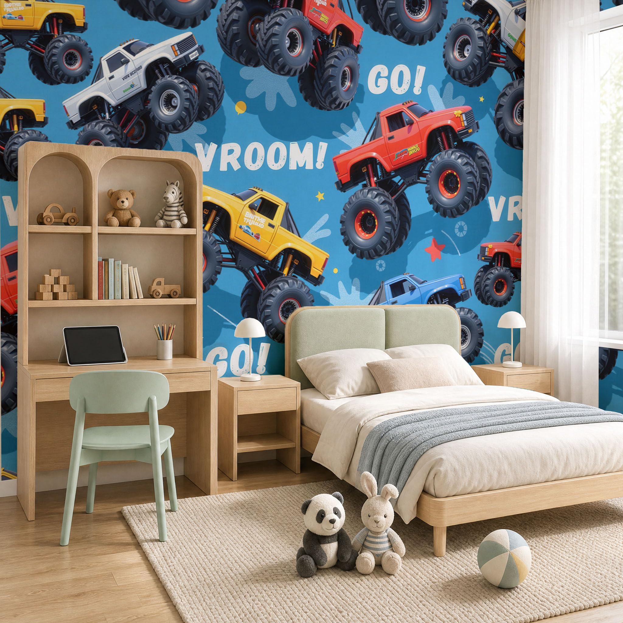 Vlies Fototapete Amerikanischer Cartoon-Industriestil Autos und 250x175cm,Fototapeten,Tapeten,für Wohnzimmer Schlafzimmer,Vliestapete Wandtapete Tapete 3D Effekt,Tapetenkleister erforderlich