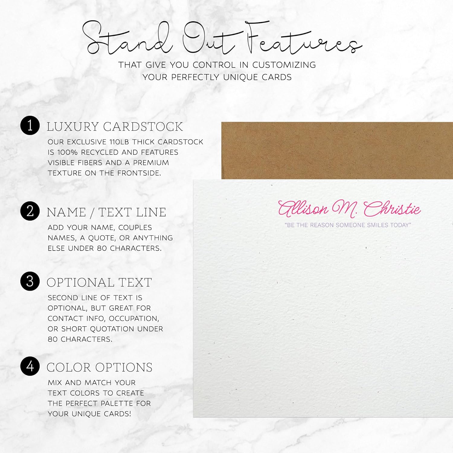 Personalized Note Cards – Custom Flat Stationery Set with Name – Personalized Thank You Cards – Elegant Personalized Stationery for Women (Allison Christie) - Image 2