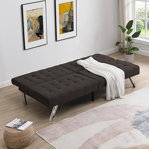 Miniatura 2 de anwickjeff Sofá cama futón de espuma viscoelástica, sofás modernos para sala de estar, sofá cama convertible con reposabrazos extraíbles, asiento de