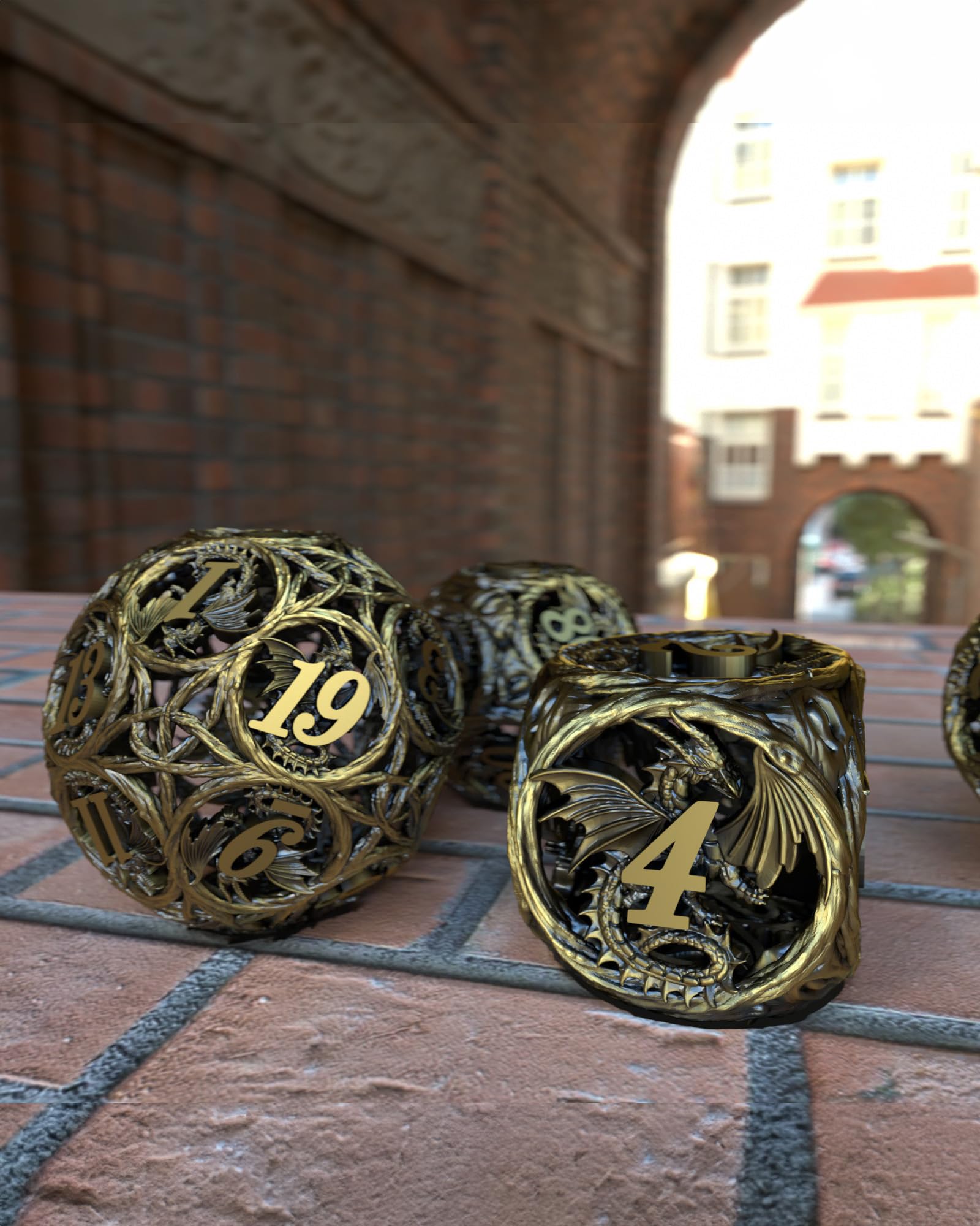 JOYLORD Metal DND Dice Set - Tree Vine Dragon Design Dungeons & Dragons Dice With Hollow Design