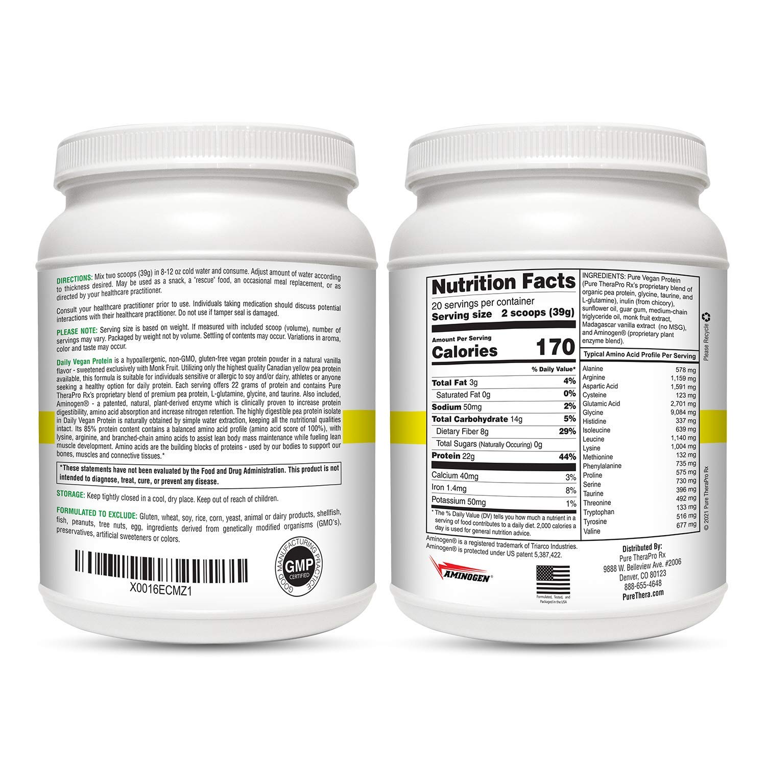 Daily Vegan Protein "Vanilla" 20 servings (NEW BIGGER SIZE) 22