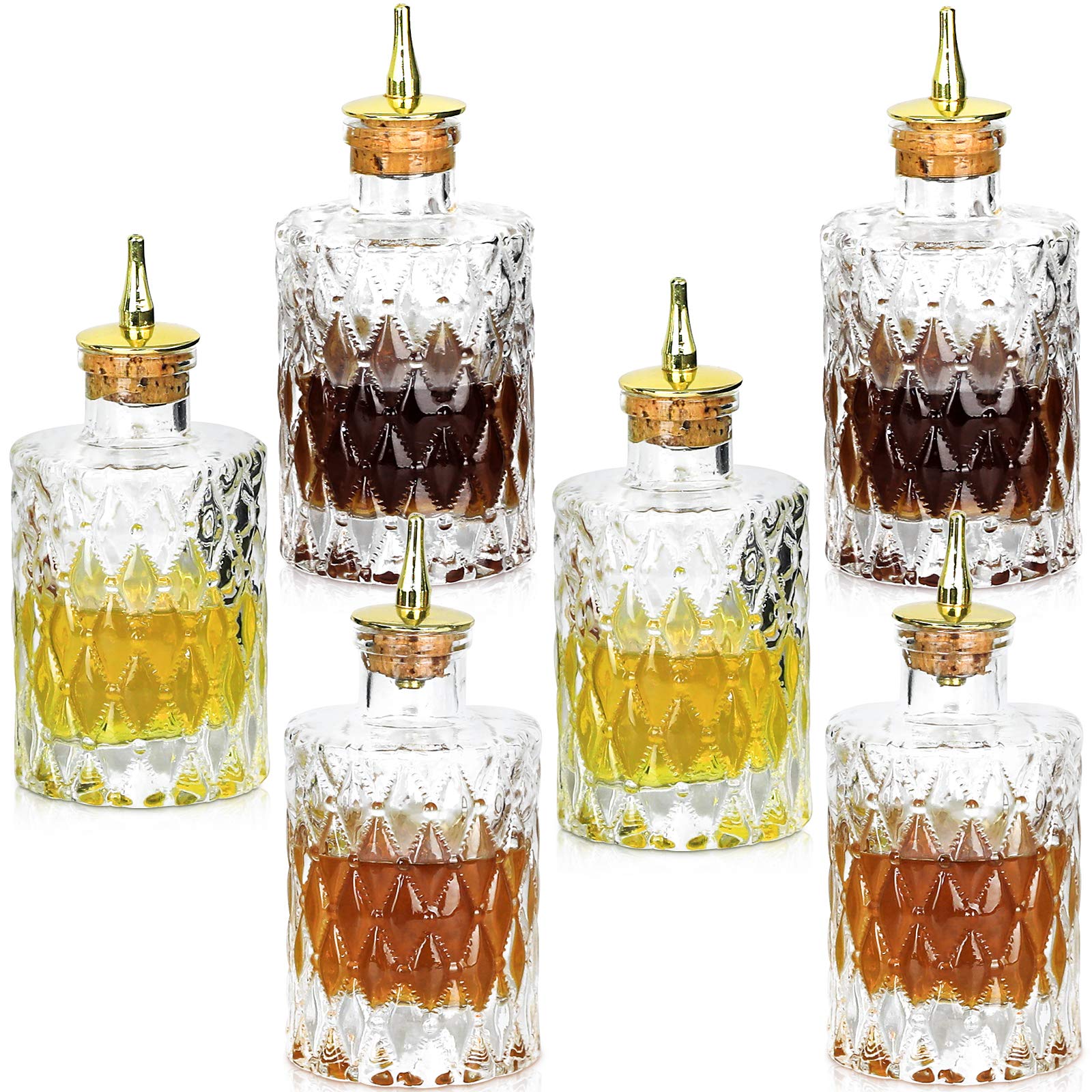 Bitters Bottle - Jewel Bitter Bottle For Cocktail, 6oz / 175ml, Glass Dahs Bottle With Gold Plated Cork Dasher Top - DSBT0011 (6, Gold)