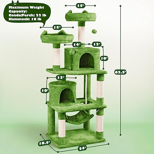 Miniatura 18 de Yaheetech Torre para gatos, árbol de gato de 70.5 pulgadas para gatos de interior, árbol trepador de varios niveles con condominio y perchas