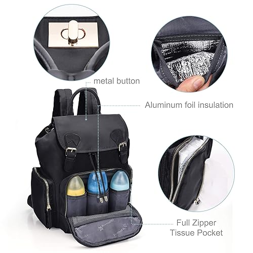 Miniatura 4 de Hafmall Mochila de pañales con ganchos para cochecito, pañaleras para bebe, mochila para pañales para mamá